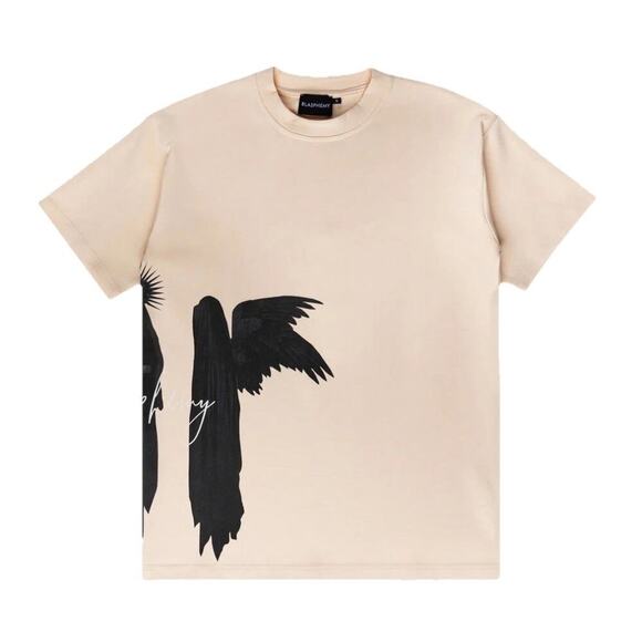 Blasphemy NYC Cream Angels Graphic T-Shirt 2XL Oversized Streetwear Gothic Tee - Picture 1 of 11